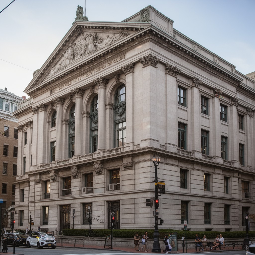 AI-generated illustration of Suffolk County Superior Court (historic courthouse building)