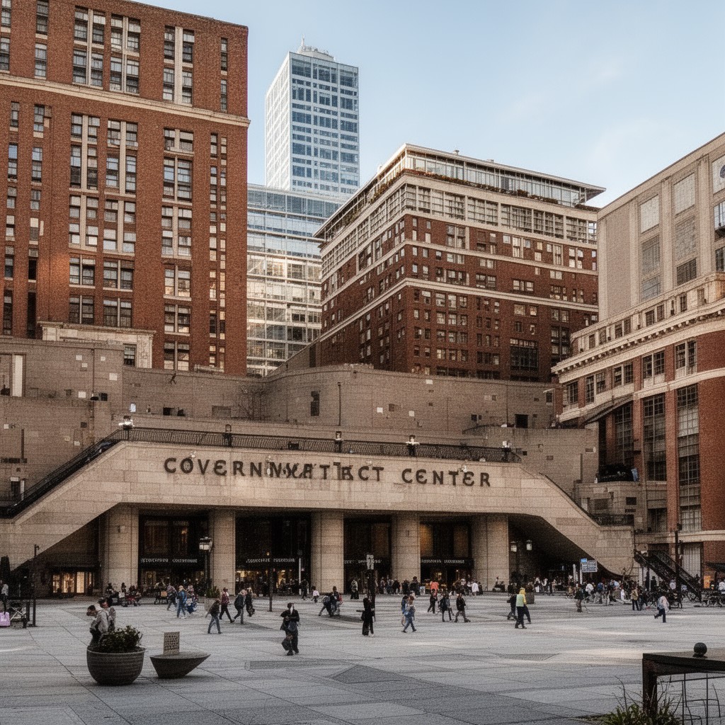 AI-generated illustration of Government Center, Boston