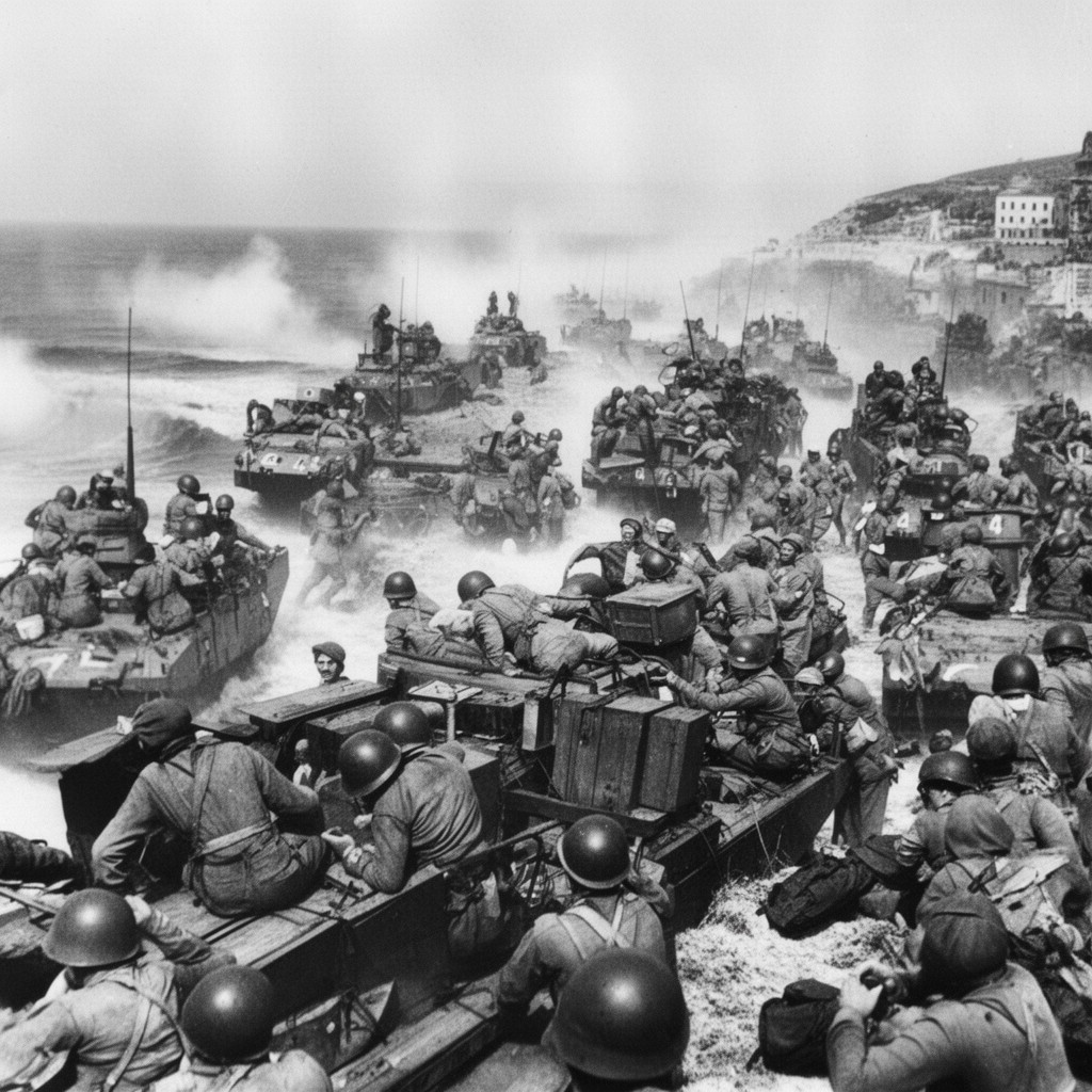 AI-generated illustration of Allied invasion of Sicily