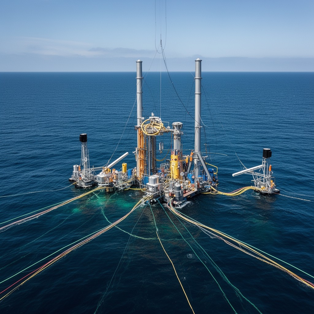 AI-generated illustration of Ocean Observatories Initiative cabled observatory