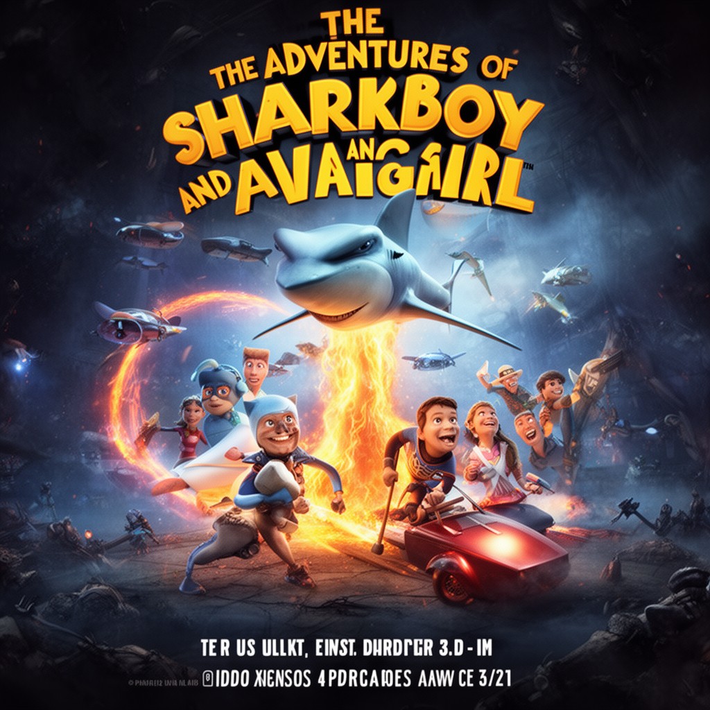 AI-generated illustration of The Adventures of Sharkboy and Lavagirl in 3-D