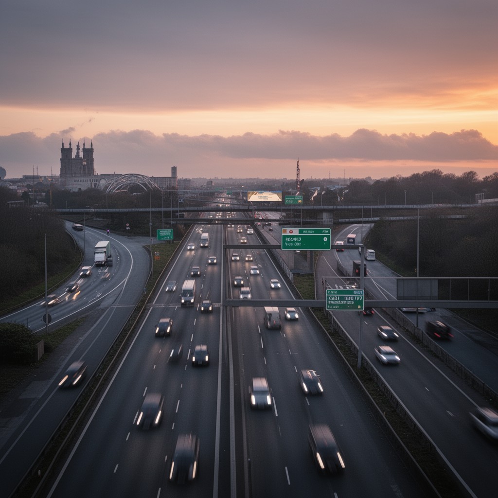 AI-generated illustration of M57 motorway