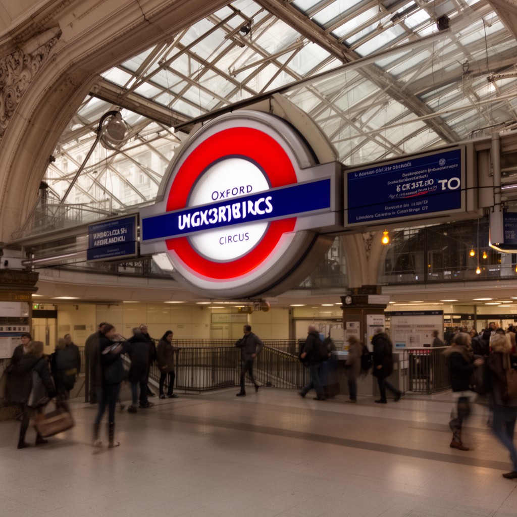 AI-generated illustration of Oxford Circus Underground station