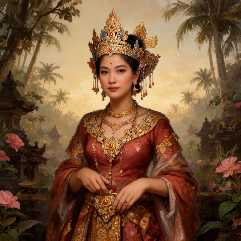 AI-generated illustration of Tribhuwana Wijayatunggadewi