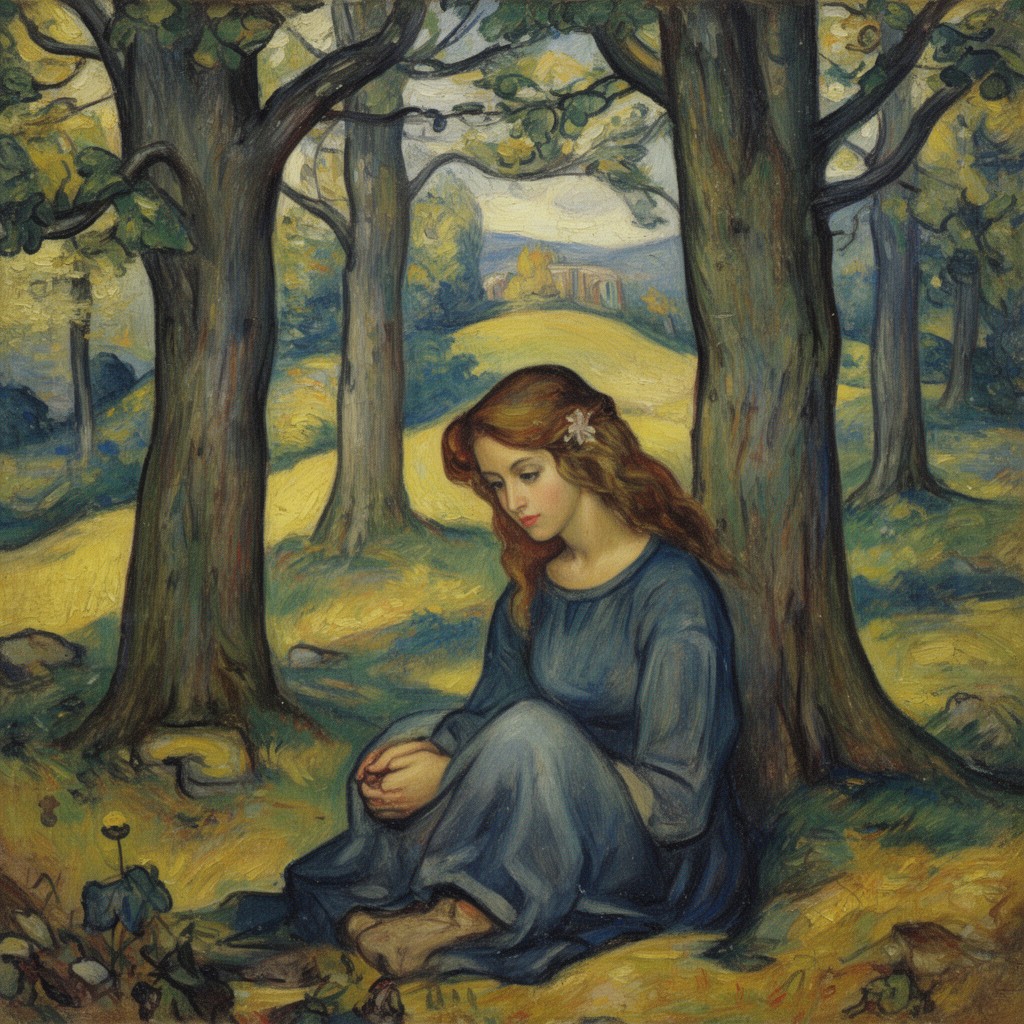 AI-generated illustration of Madeleine in the Bois d’Amour