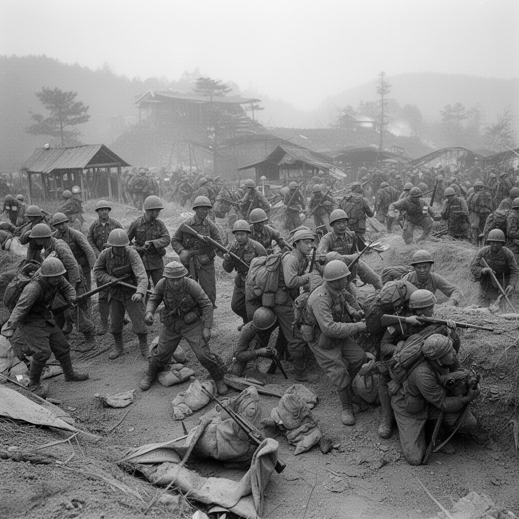 AI-generated illustration of Chinese People's Volunteer Army infantry units