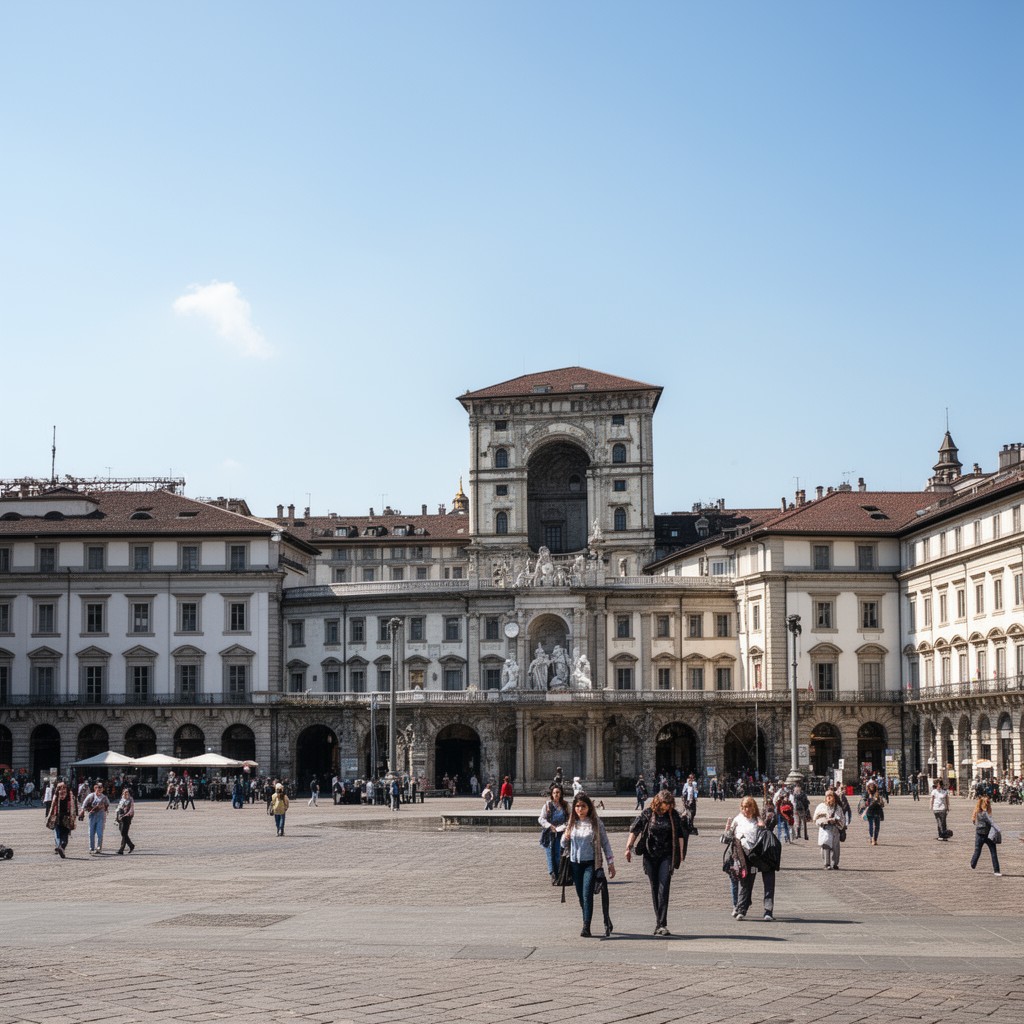 AI-generated illustration of Piazza Castello