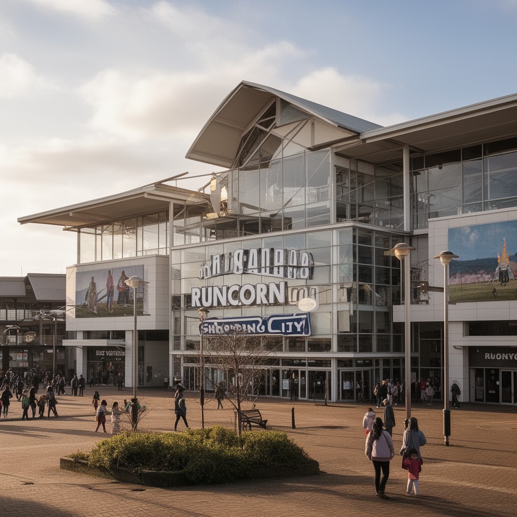 AI-generated illustration of Runcorn Shopping City