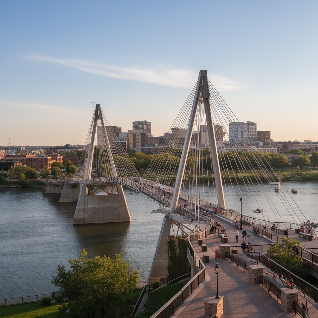 AI-generated illustration of Bob Kerrey Pedestrian Bridge