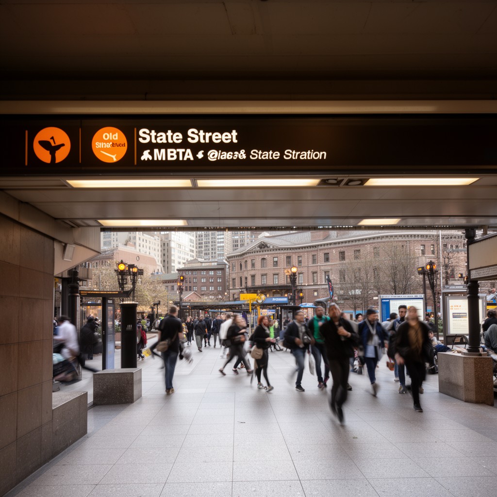 AI-generated illustration of State Street MBTA station