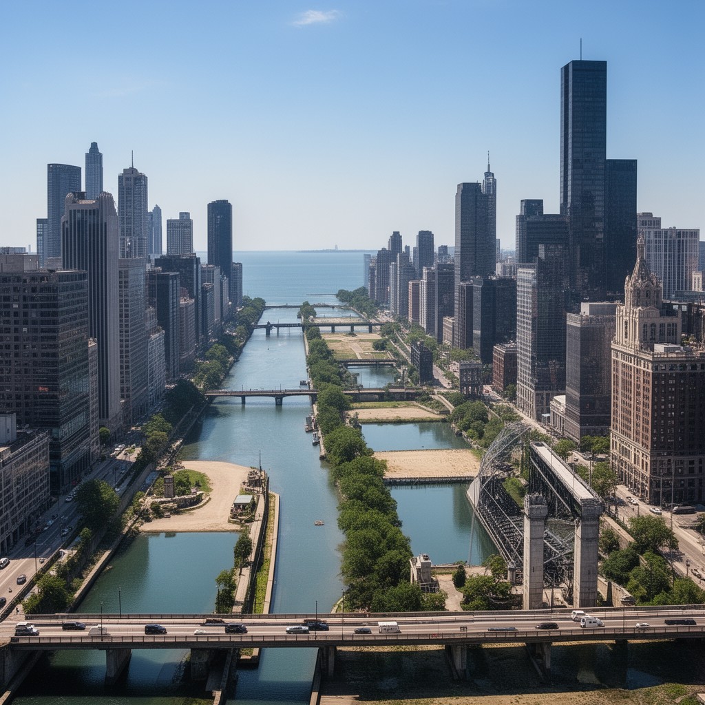 AI-generated illustration of Chicago Sanitary and Ship Canal