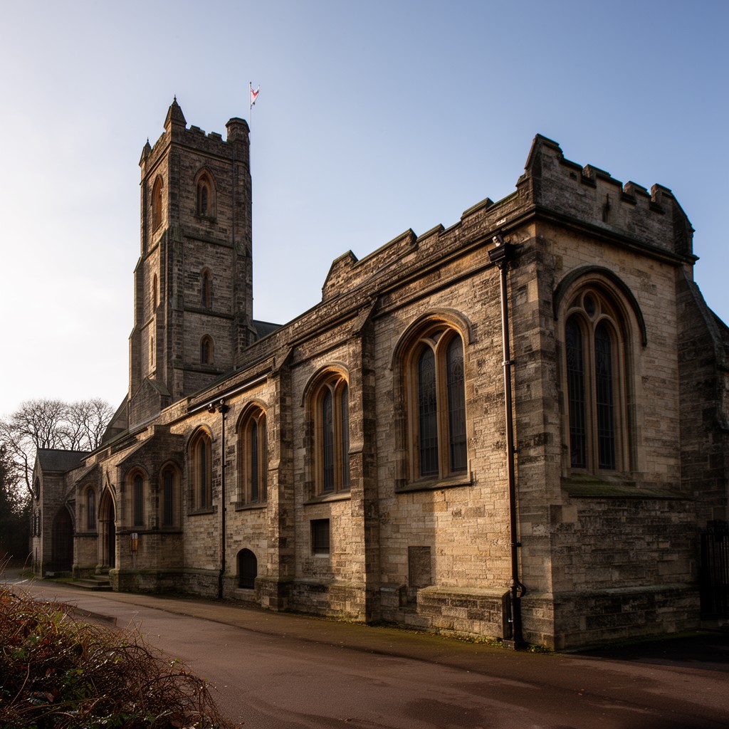 AI-generated illustration of All Saints Church, Runcorn