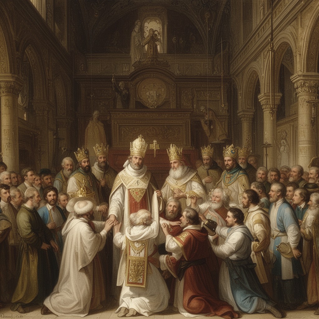 AI-generated illustration of Papal investiture of James II of Aragon in 1297