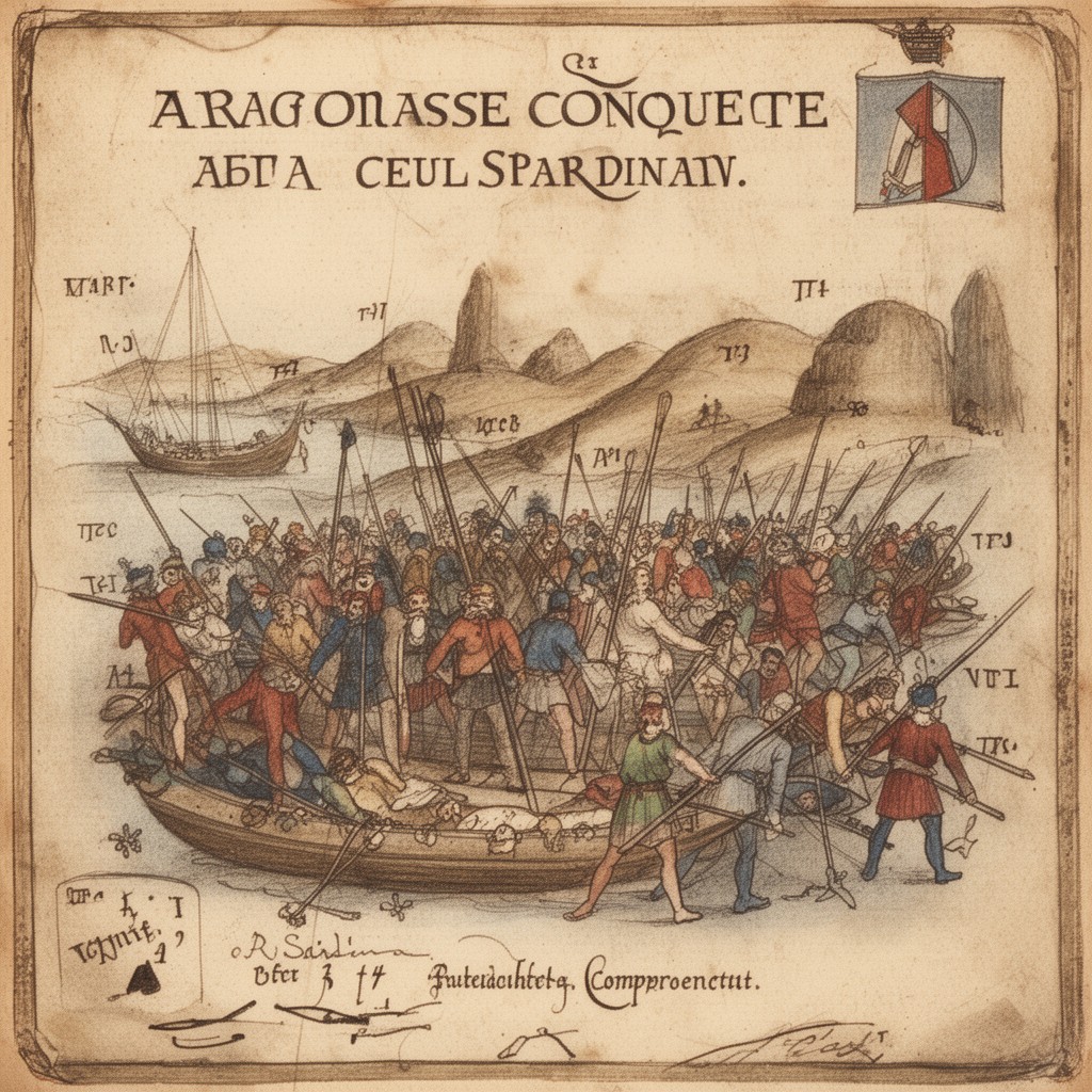 AI-generated illustration of Aragonese conquest of Sardinia
