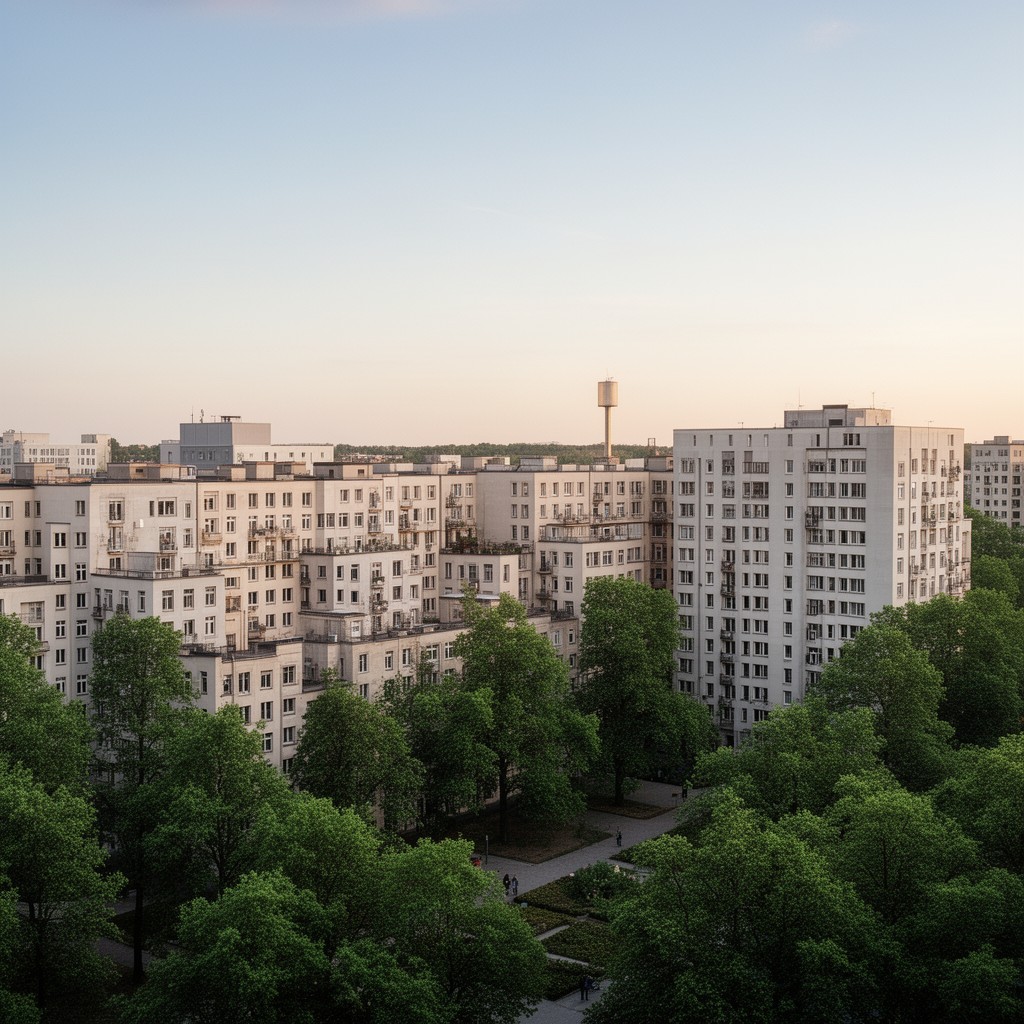 AI-generated illustration of Siemensstadt housing estate, Berlin
