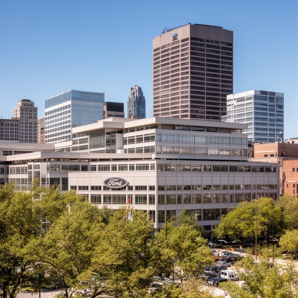 AI-generated illustration of Ford Motor Company headquarters