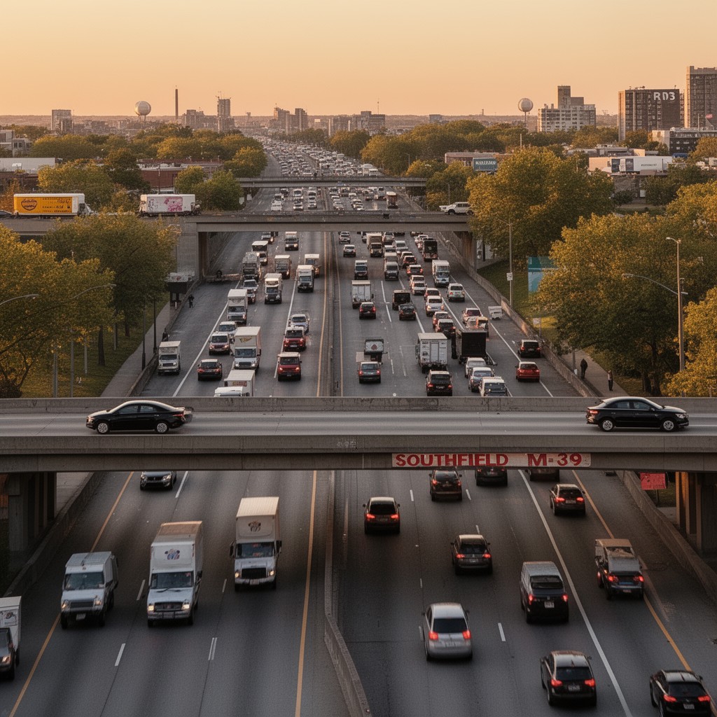 AI-generated illustration of M-39 (Southfield Freeway)