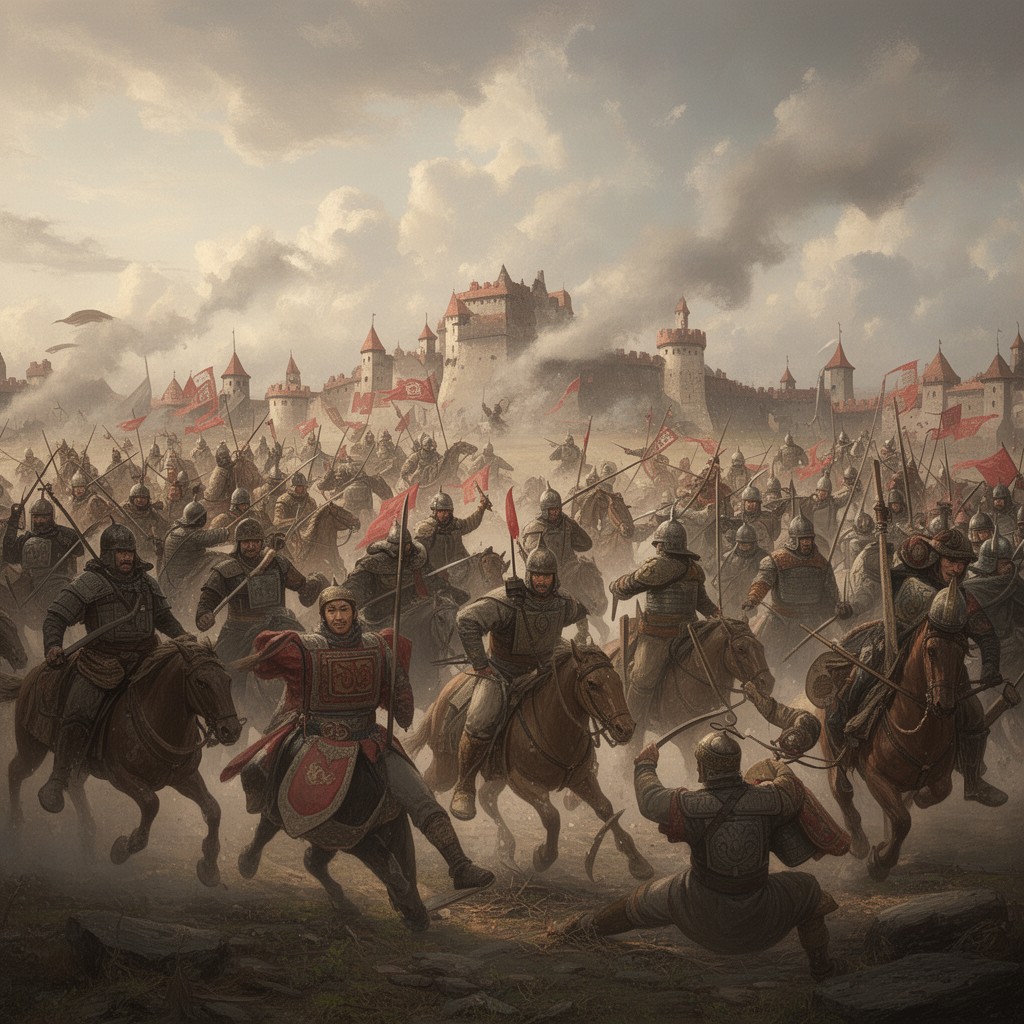 AI-generated illustration of Mongol invasion of Poland