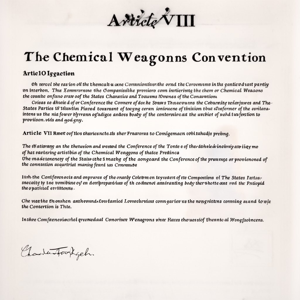 AI-generated illustration of Article VIII of the Chemical Weapons Convention