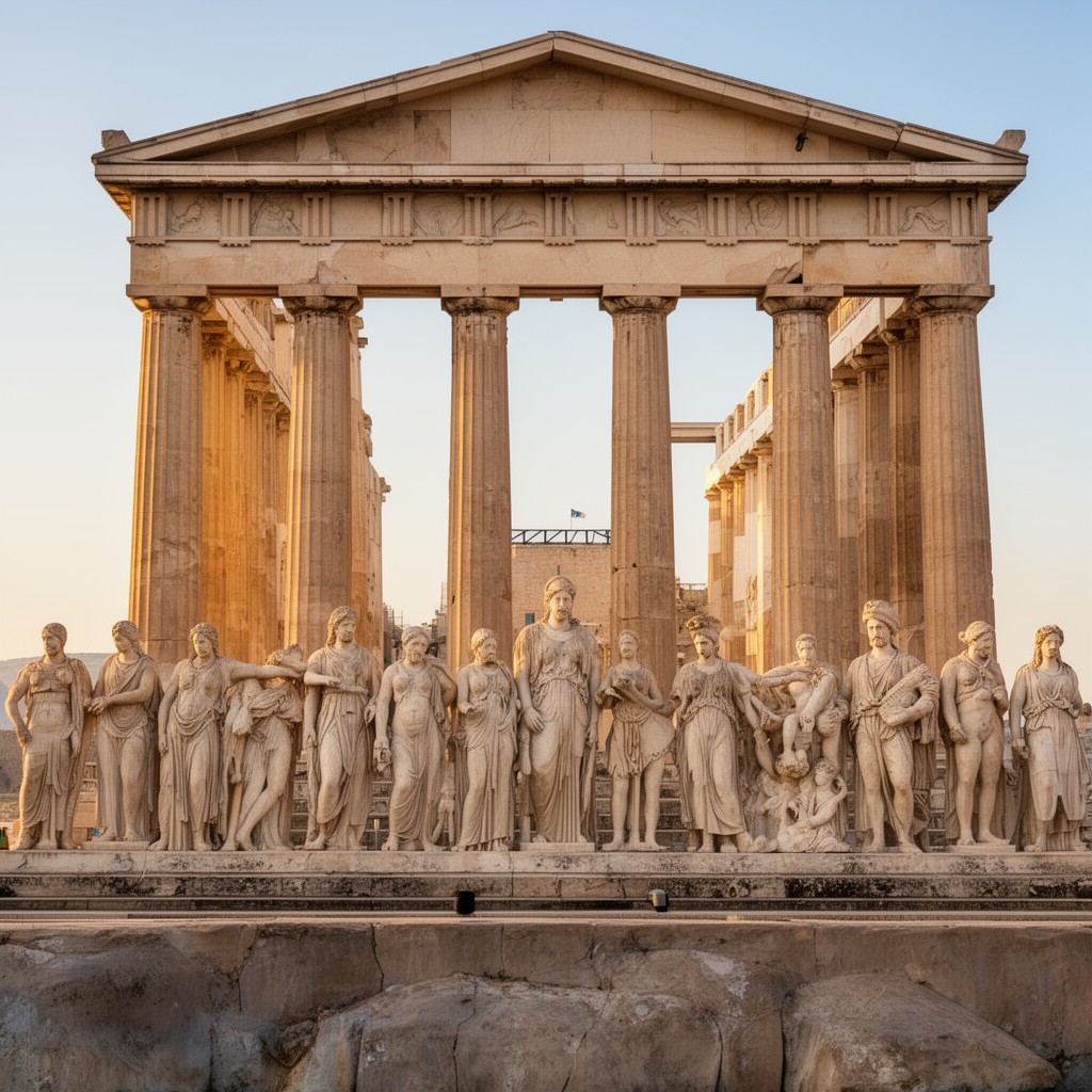 AI-generated illustration of Parthenon sculptures