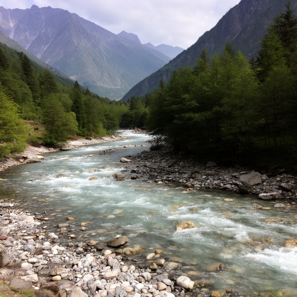 AI-generated illustration of Tskhenistskali River