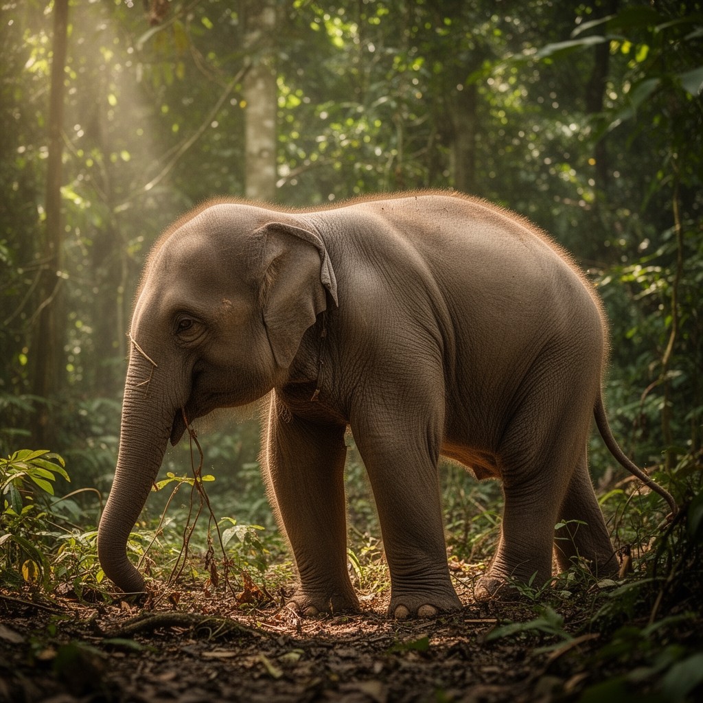 AI-generated illustration of Bornean pygmy elephant