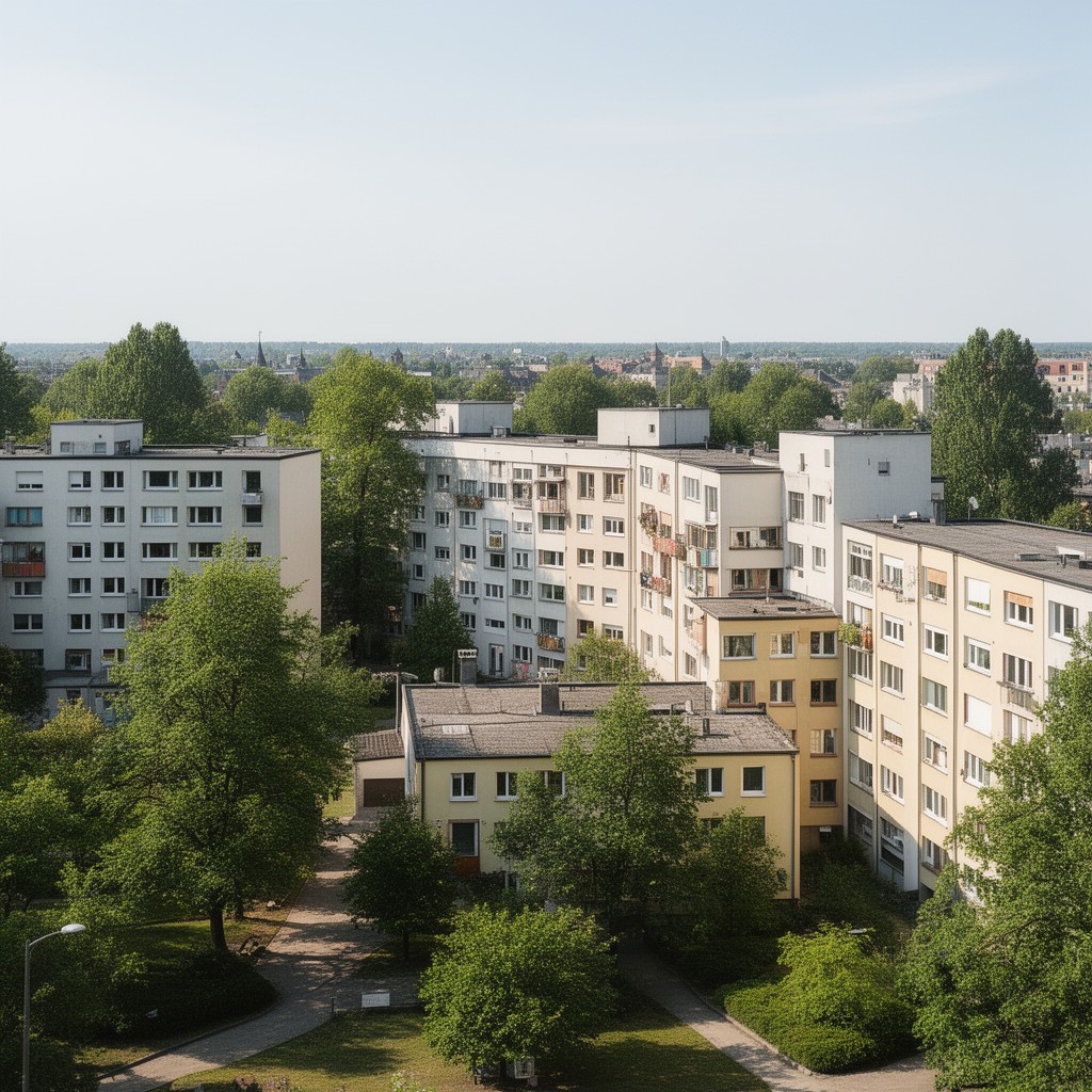 AI-generated illustration of Dessau-Törten housing estate
