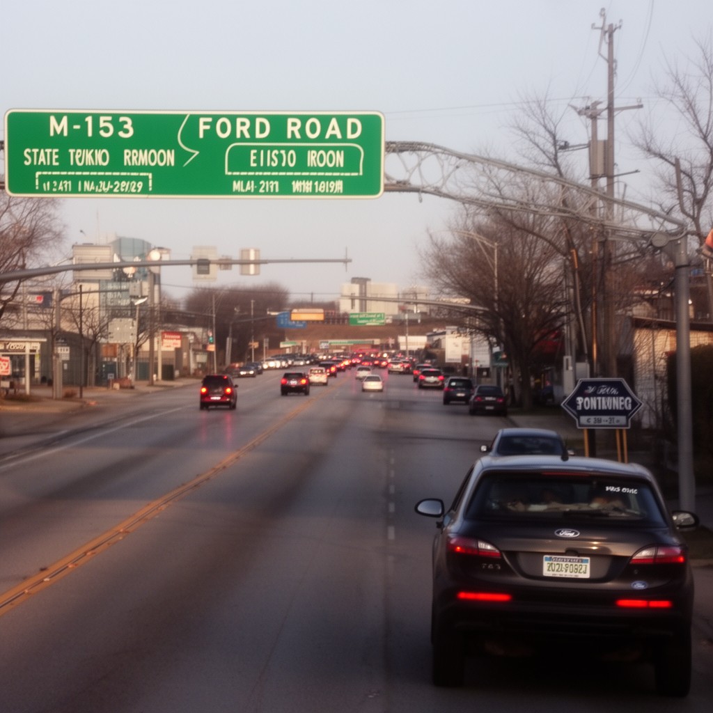 AI-generated illustration of M-153 (Ford Road)