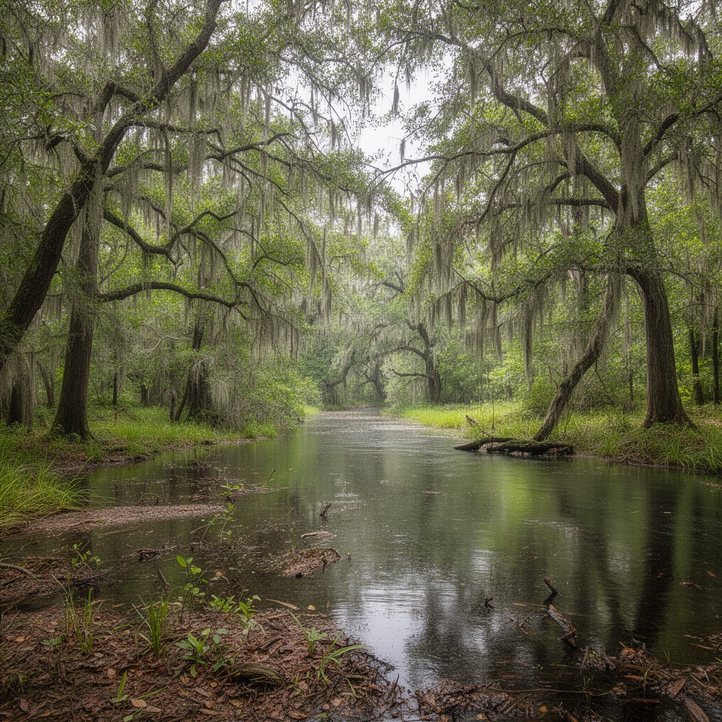 AI-generated illustration of Suwannee River (nearby influence)