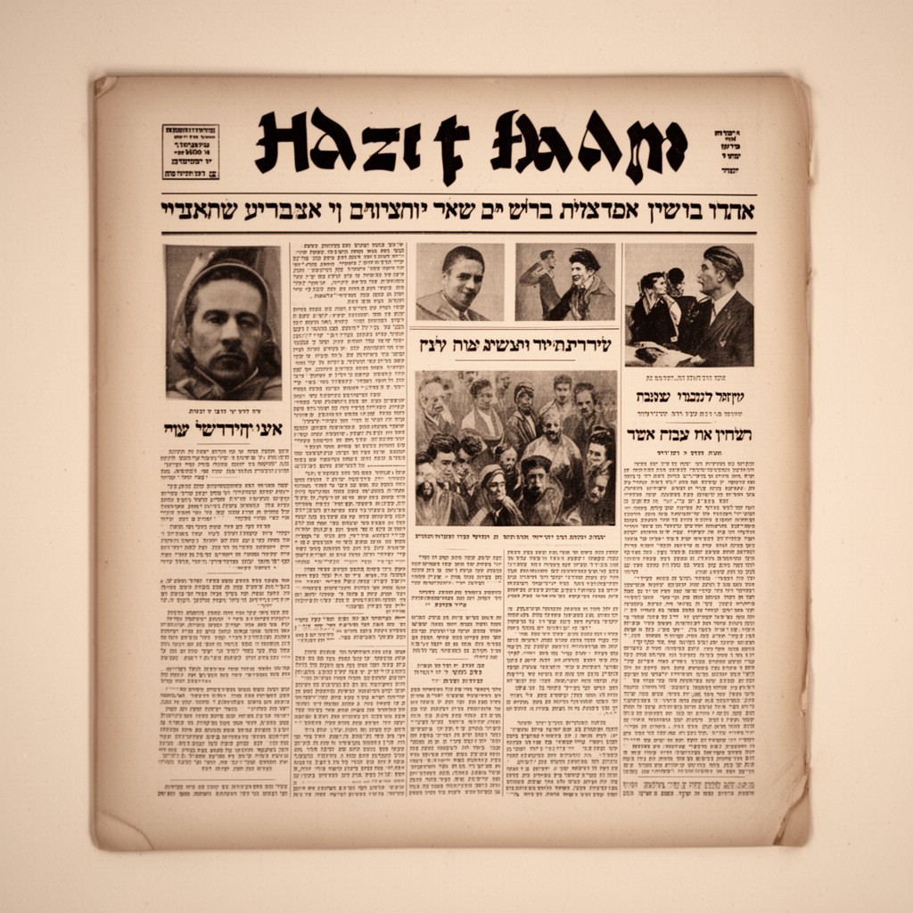 AI-generated illustration of Hazit HaAm newspaper