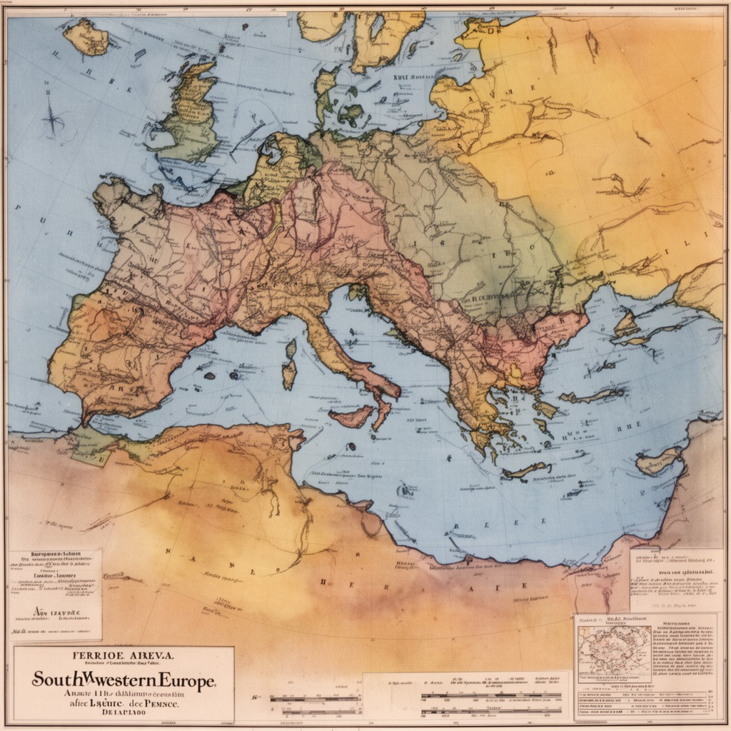AI-generated illustration of Southwestern Europe