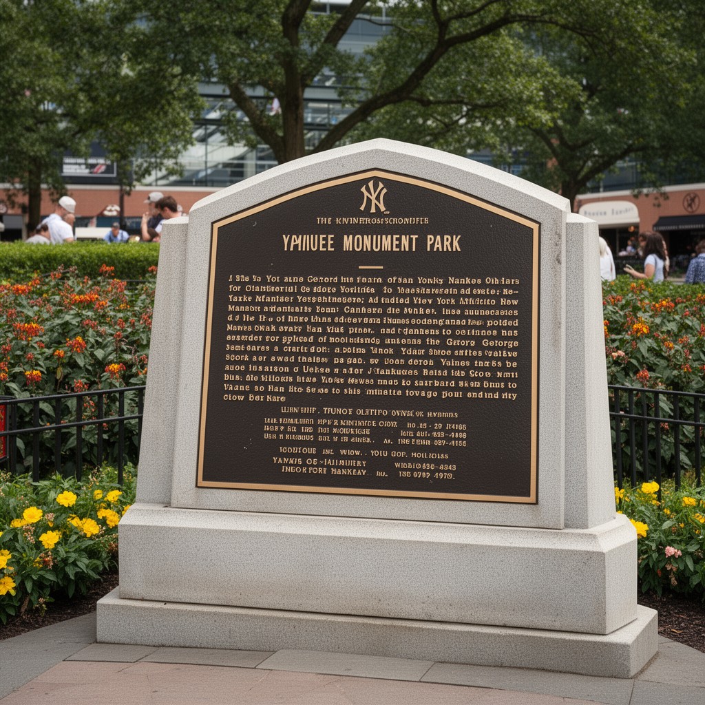 AI-generated illustration of Monument Park plaque at Yankee Stadium