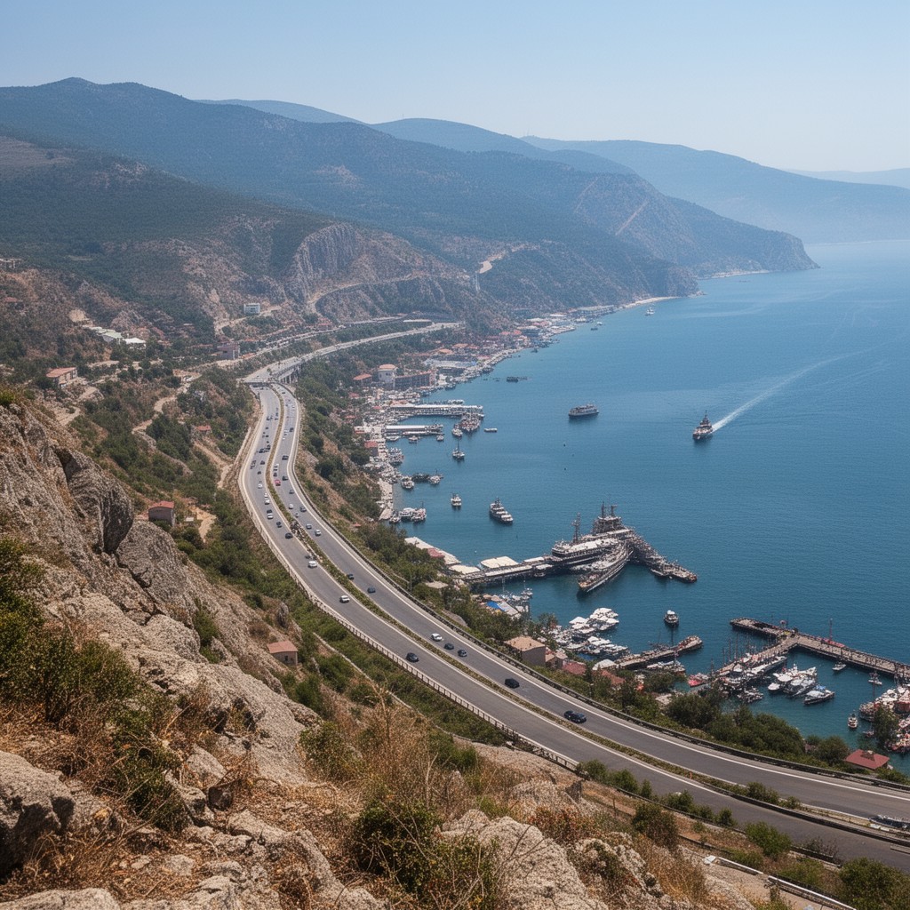 AI-generated illustration of Sevastopol–Yalta highway