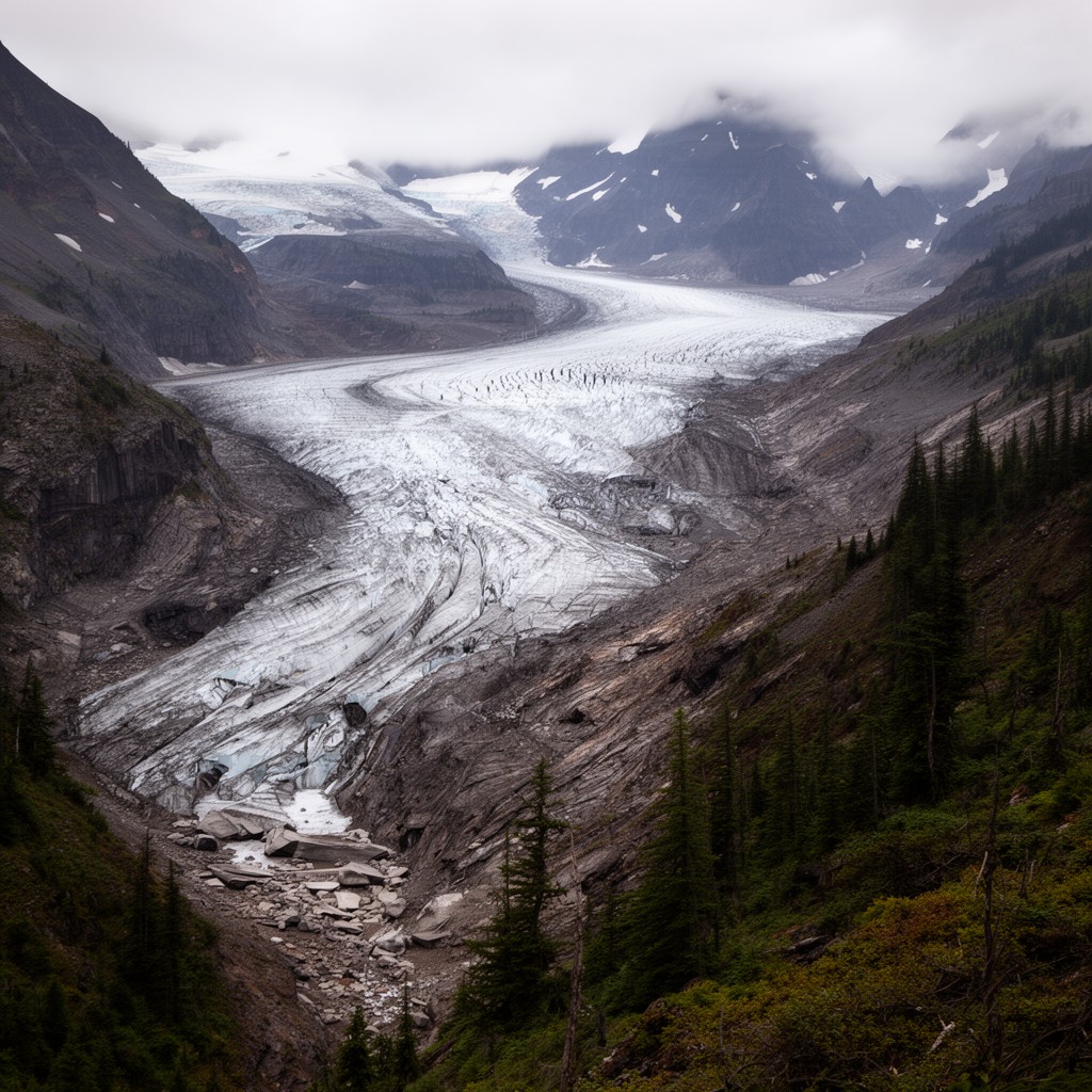 AI-generated illustration of Eugene Glacier