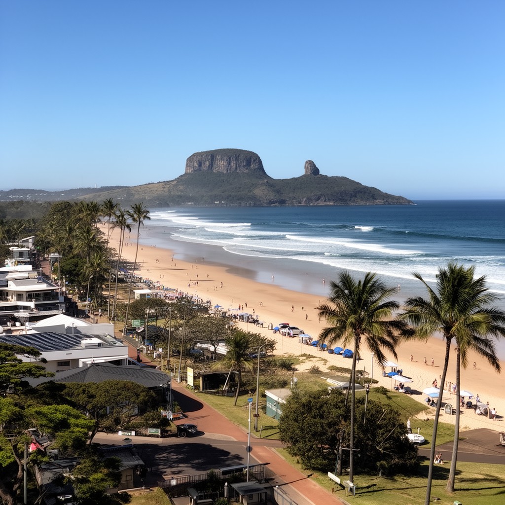 AI-generated illustration of Coolum Beach