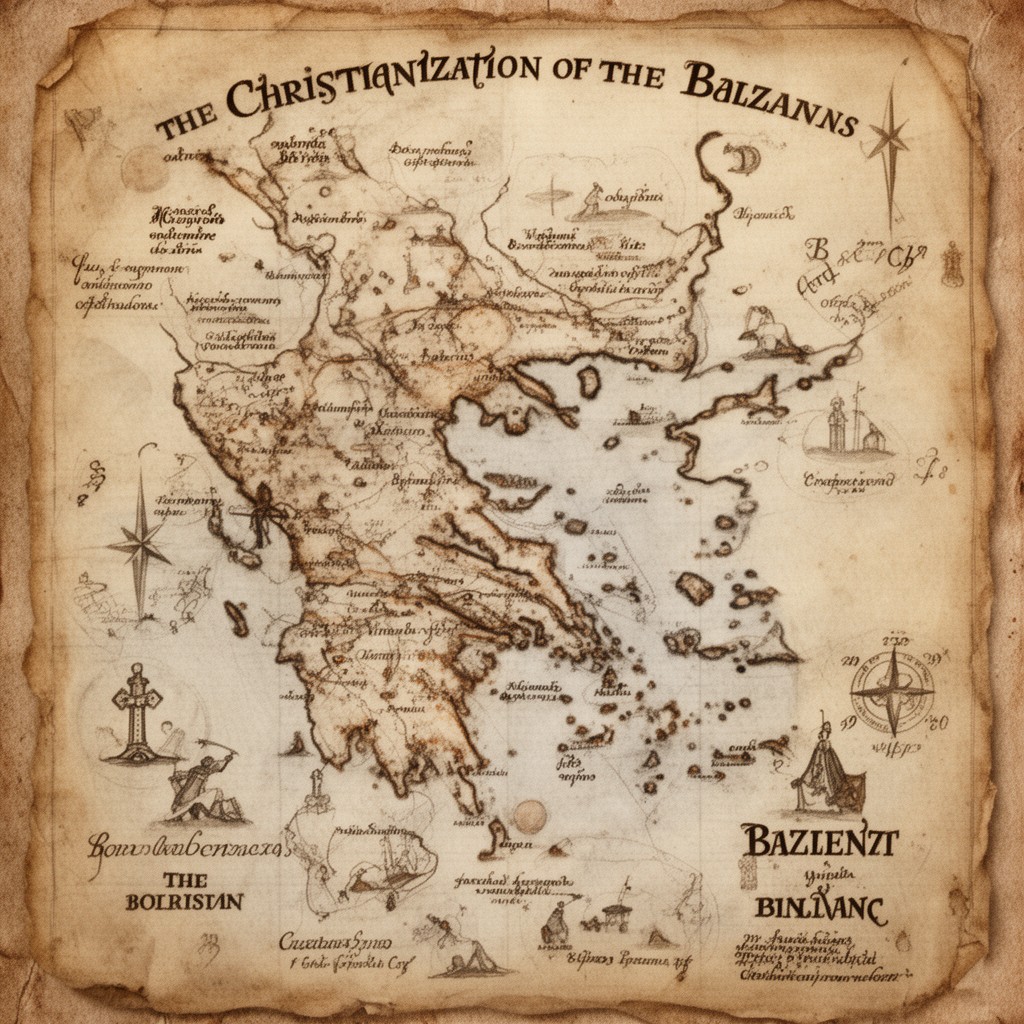 AI-generated illustration of Christianization of the Balkans