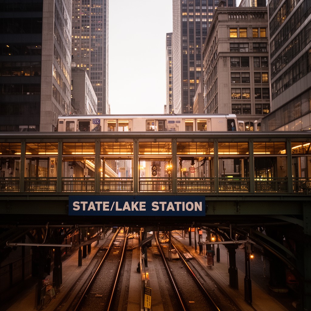 AI-generated illustration of State/Lake station