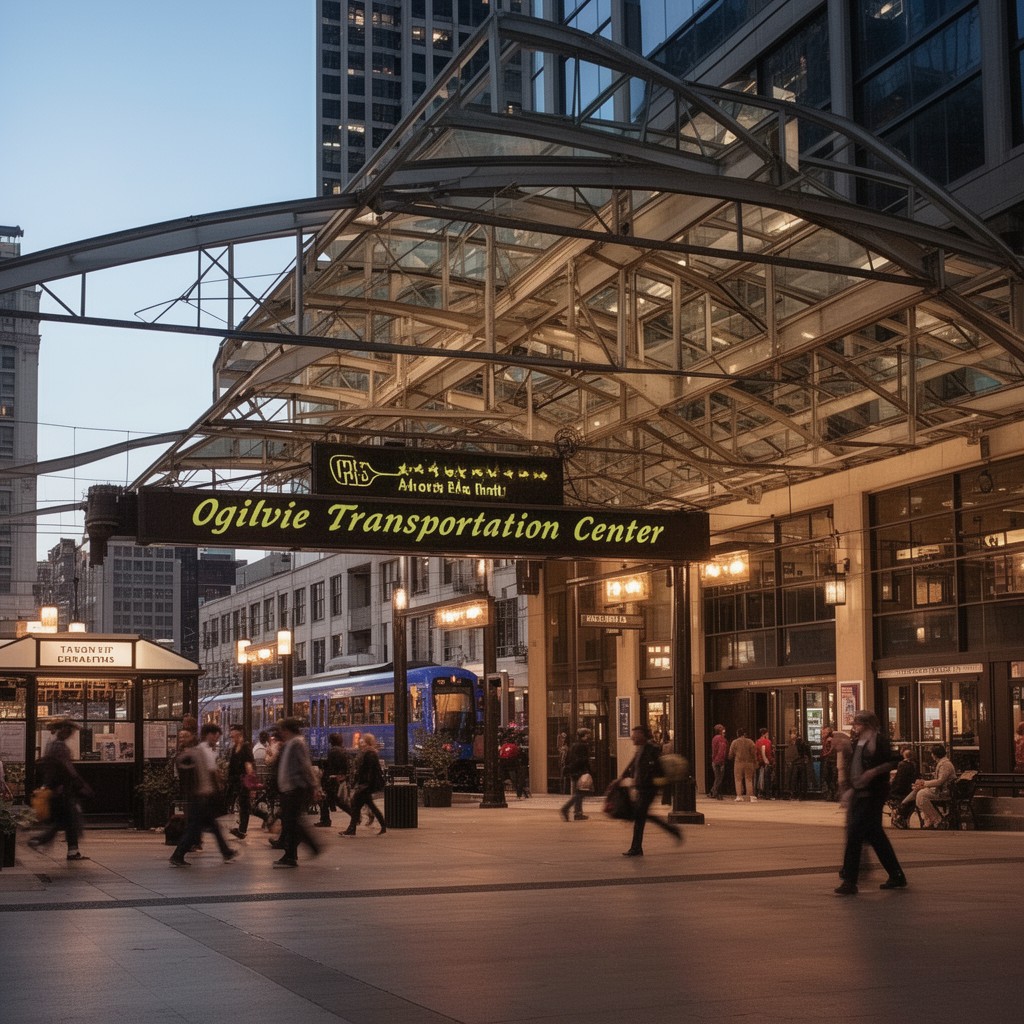 AI-generated illustration of Ogilvie Transportation Center (adjacent)