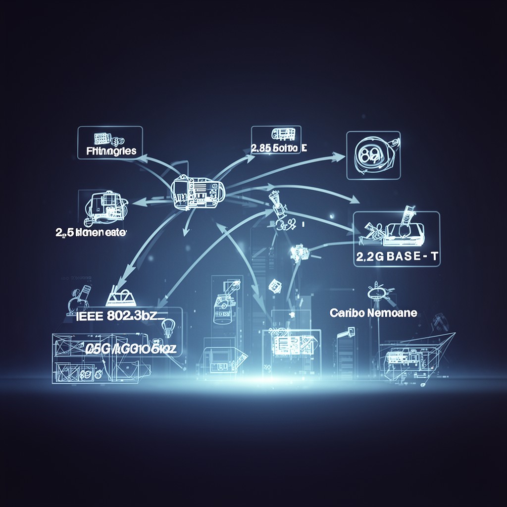 AI-generated illustration of IEEE 802.3bz 2.5G/5GBASE‑T Ethernet standard