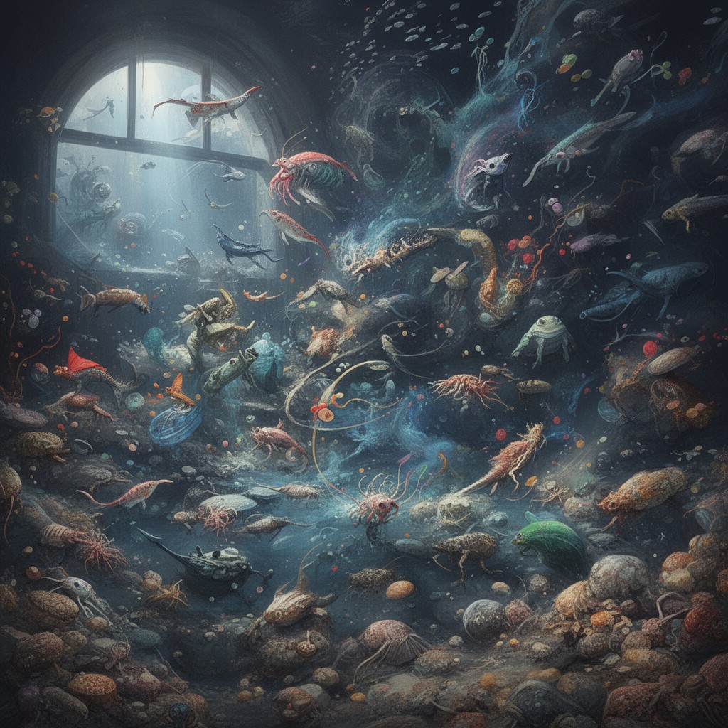 AI-generated illustration of Cambrian explosion