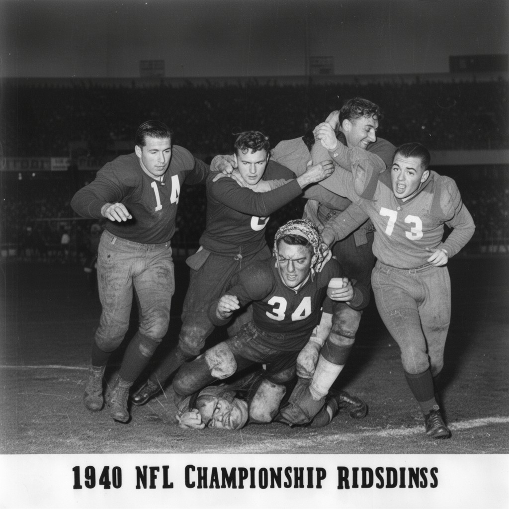 AI-generated illustration of 1940 NFL Championship Game 73–0 win over Washington Redskins