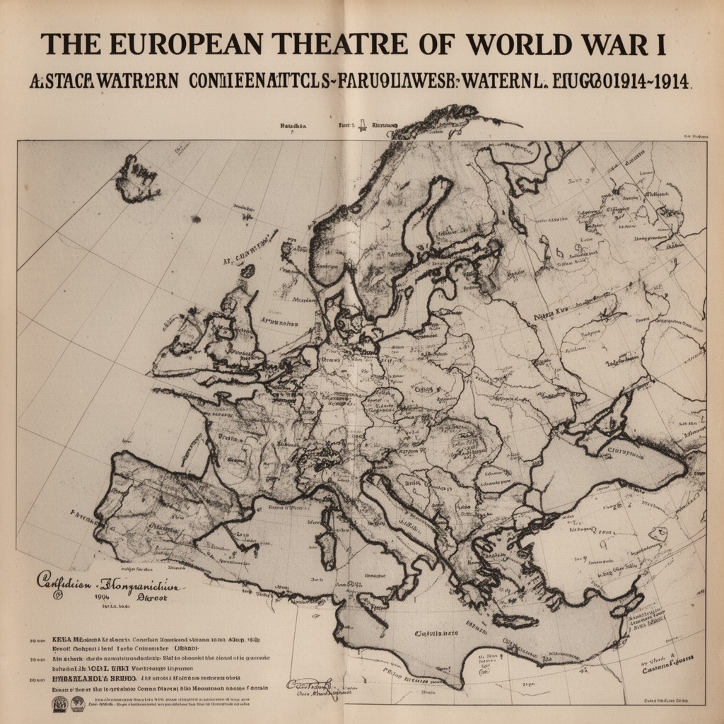 AI-generated illustration of European theatre of World War I
