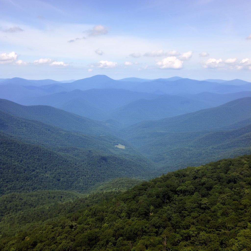 AI-generated illustration of Blue Ridge Mountains
