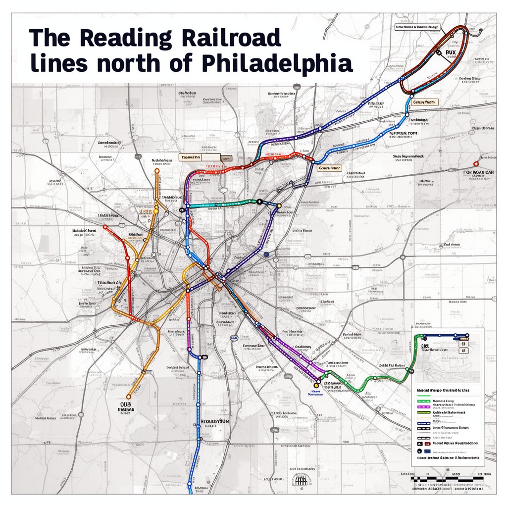 AI-generated illustration of Reading Railroad lines north of Philadelphia