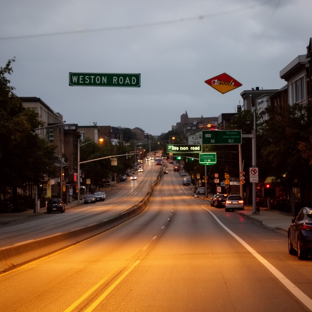 AI-generated illustration of Weston Road