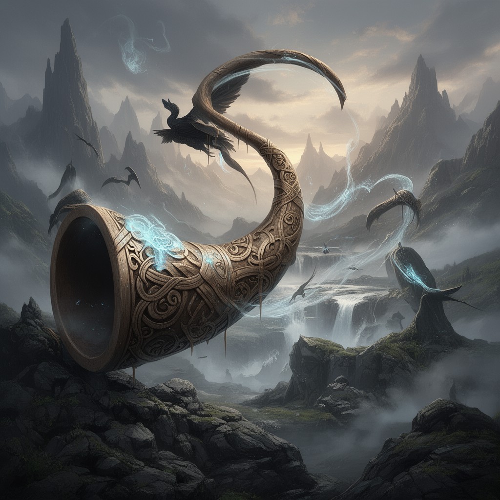 AI-generated illustration of Gjallarhorn