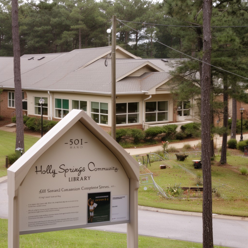 AI-generated illustration of Holly Springs Community Library