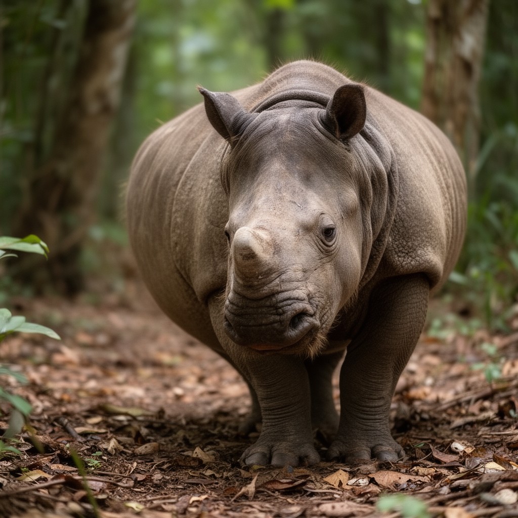 AI-generated illustration of Sumatran rhinoceros