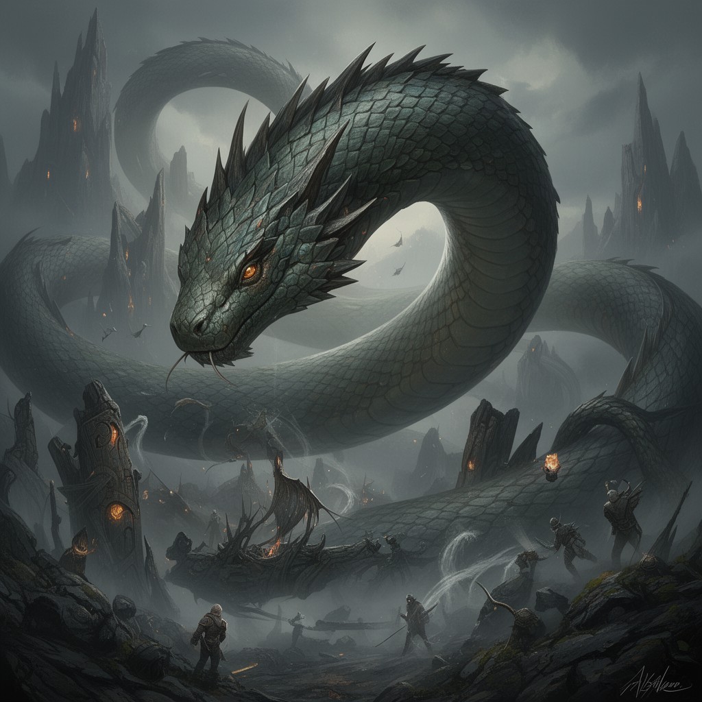 AI-generated illustration of Jormungandr