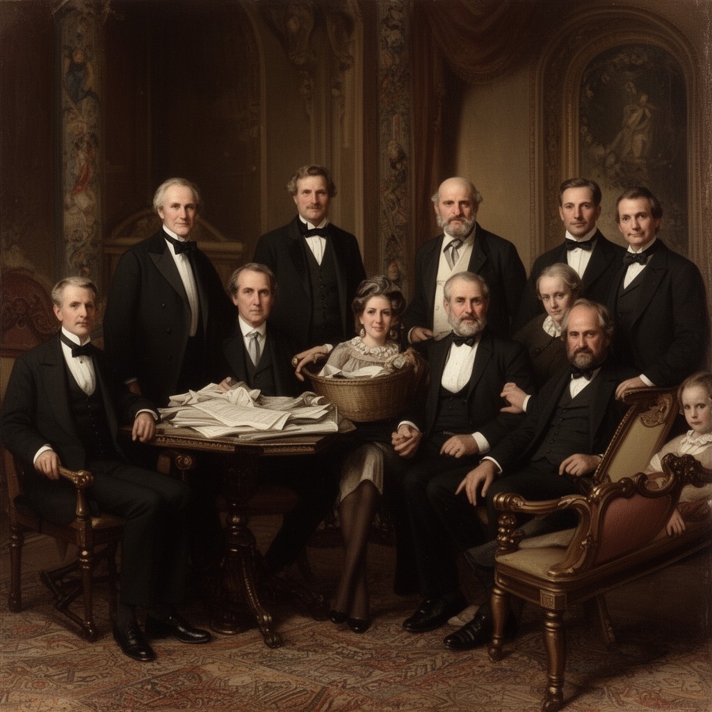 AI-generated illustration of Cornelius Vanderbilt family